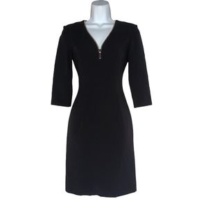 SAND COPENHAGEN Zipper Neckline Black 3/4 Sleeve Dress 32 (Small)